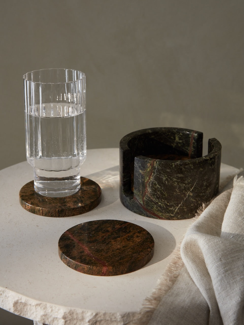 Lot de 4 sous-verres en marbre vert