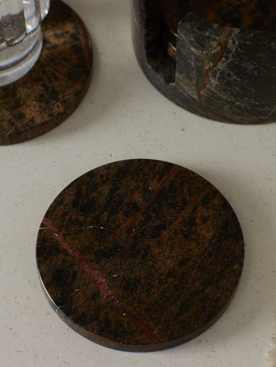 Lot de 4 sous-verres en marbre vert