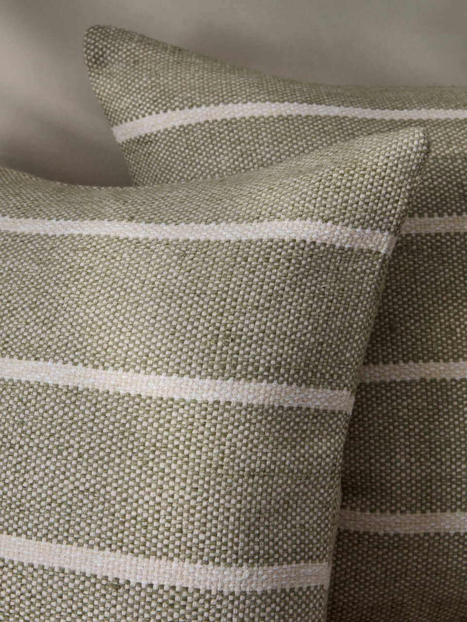 Housse de coussin en coton à rayures vertes