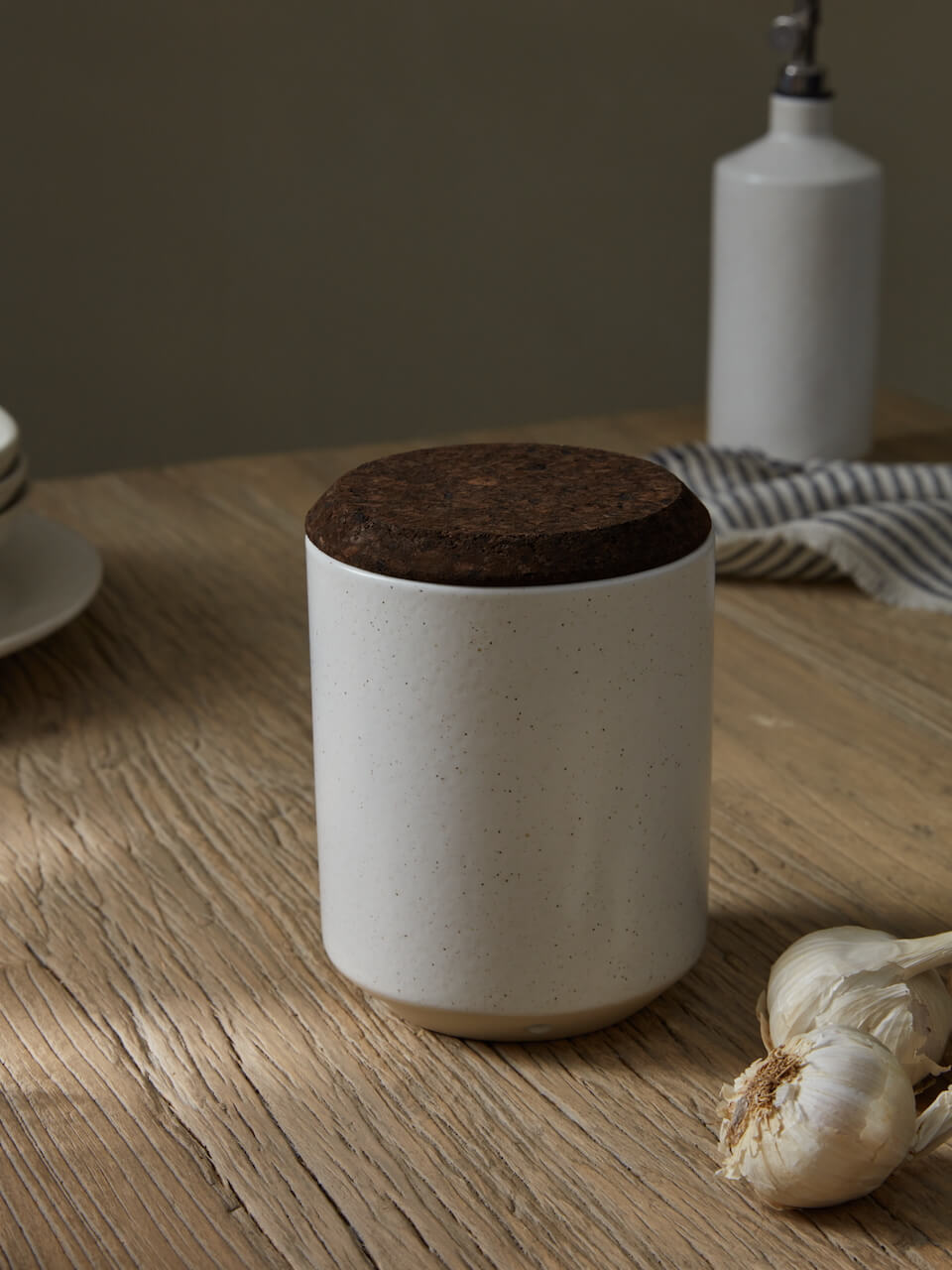 Pot à ail en céramique blanche Nova