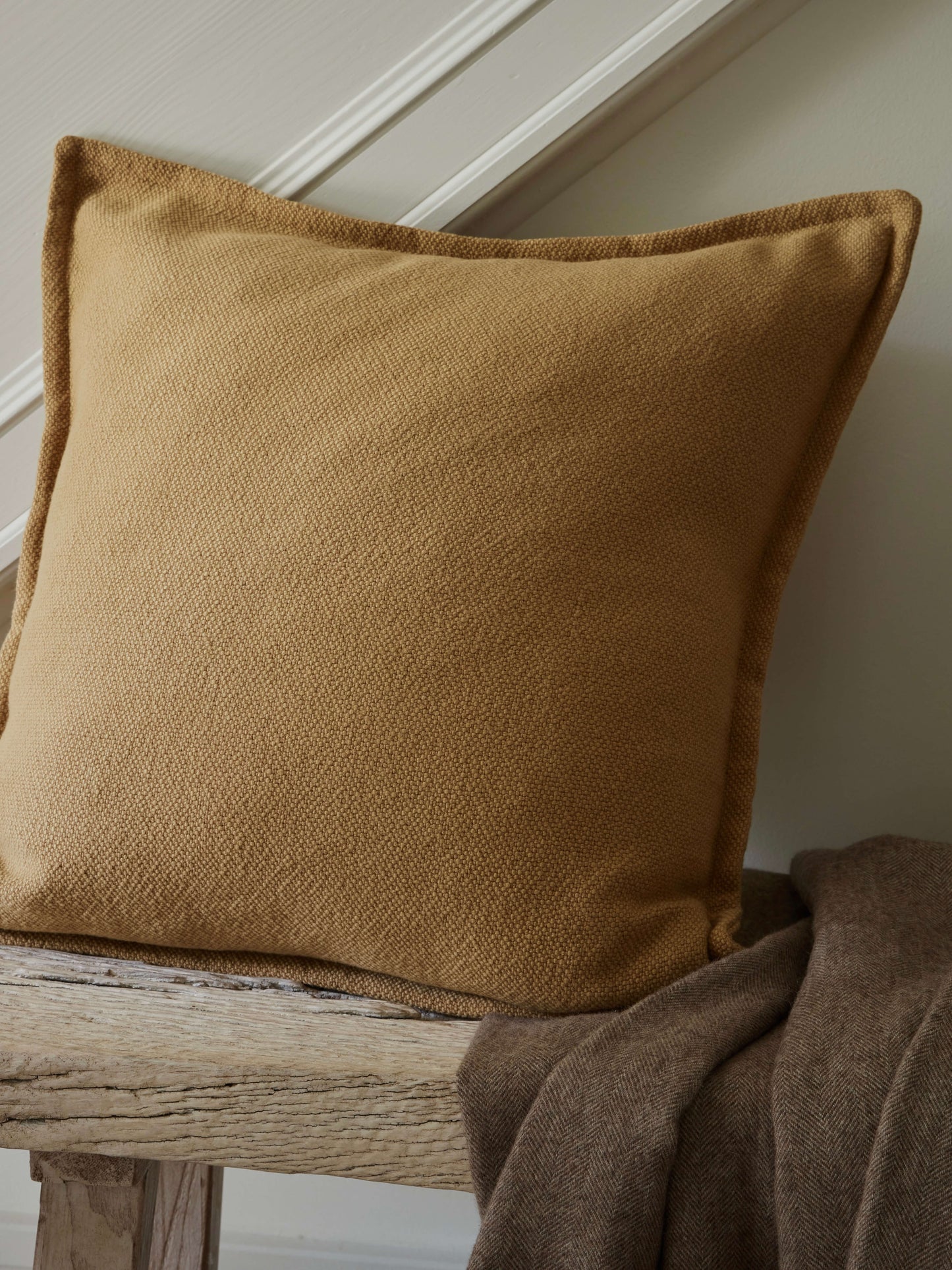 Housse de coussin en lin épais Camel