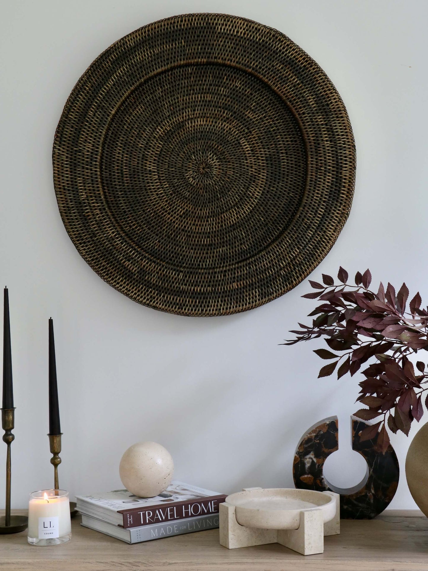 Tenture murale en rotin Ratho marron antique