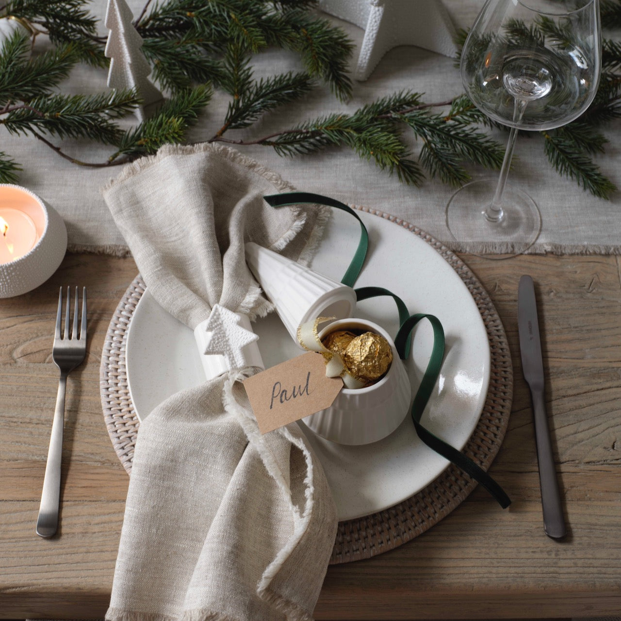 Lot de 6 ronds de serviette de Noël en céramique