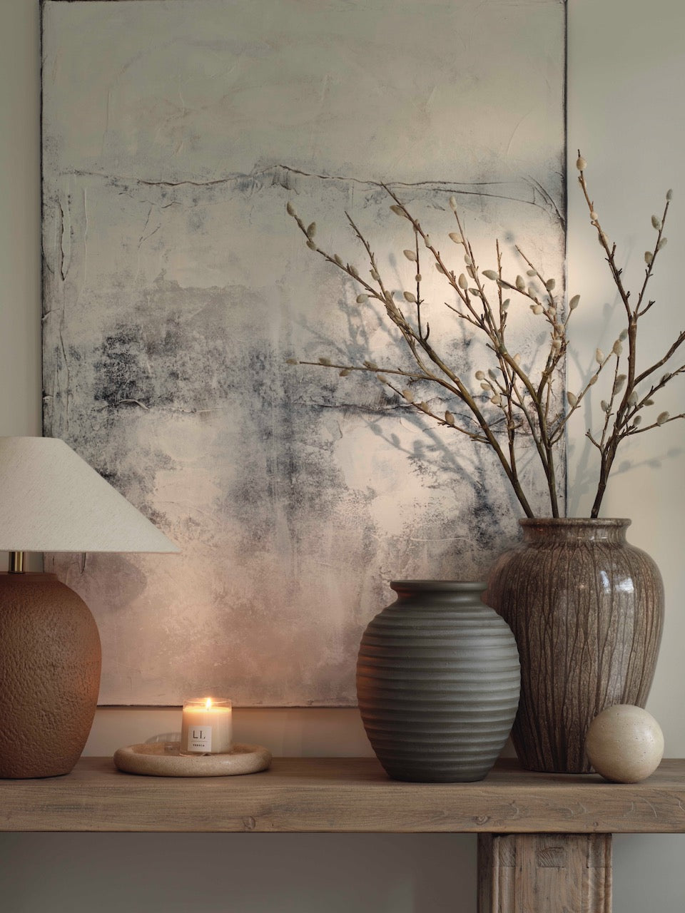 Vase côtelé en marbre