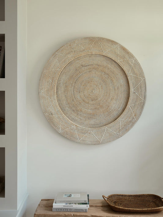 Tenture murale à motifs en rotin blanc Oban