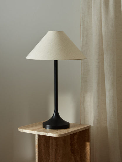 Lampe de table noire Ivar avec abat-jour naturel