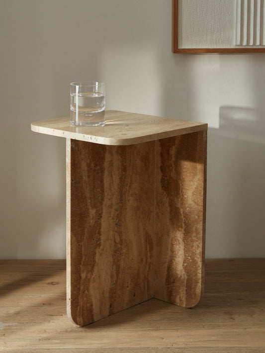 Table d'appoint en travertin Preston