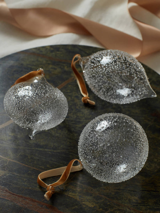 Ensemble de 3 boules en verre texturé
