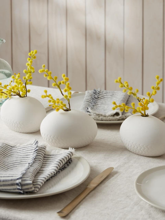 Ensemble de 3 pots décoratifs en céramique blanche
