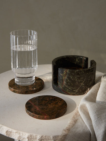 Lot de 4 sous-verres en marbre vert