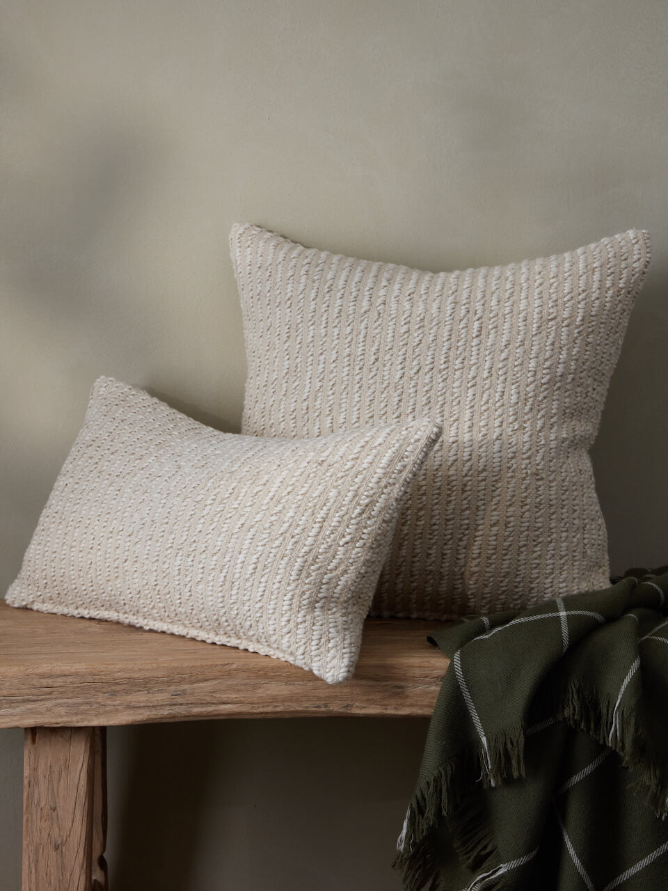 Housse de coussin texturée crème
