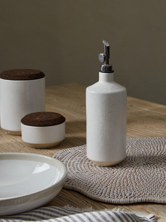 Bouteille d'huile en céramique blanche Nova