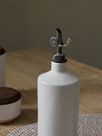 Bouteille d'huile en céramique blanche Nova