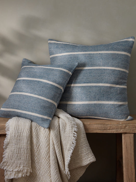 Housse de coussin en coton à rayures en acier