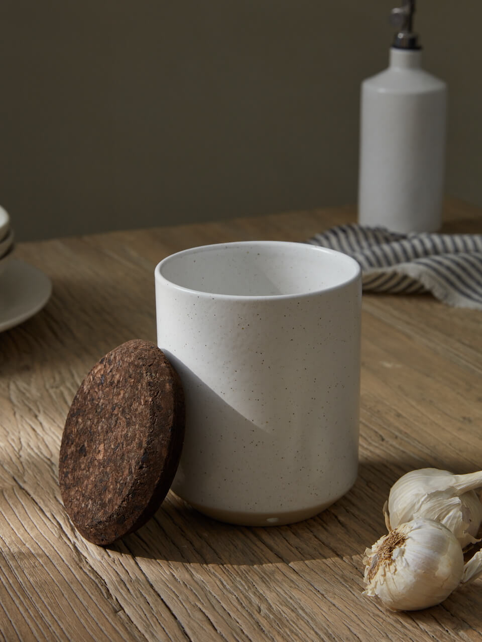 Pot à ail en céramique blanche Nova