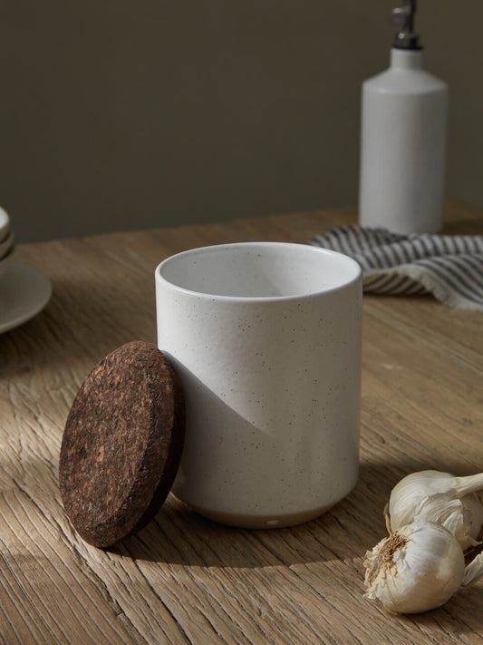Pot à ail en céramique blanche Nova