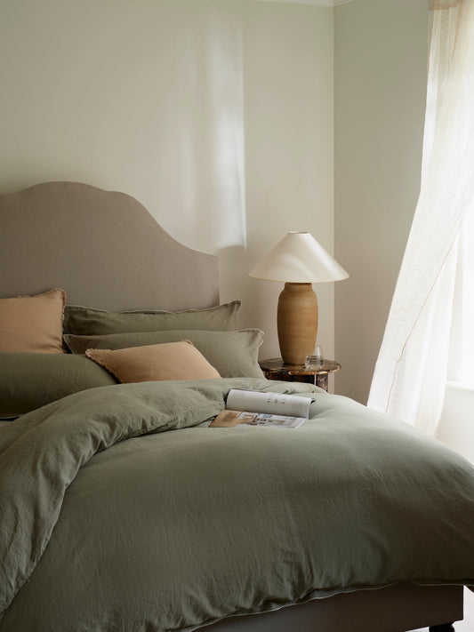 Housse de couette en coton sauge de Lisbonne