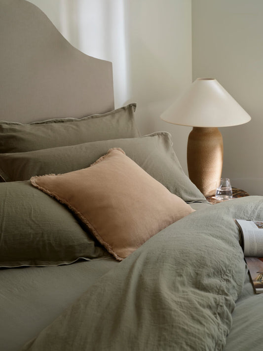 Drap-housse en coton Lisbon Sage