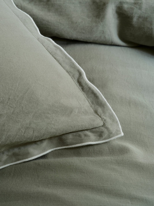 Lot de 2 taies d'oreiller en coton sauge de Lisbonne