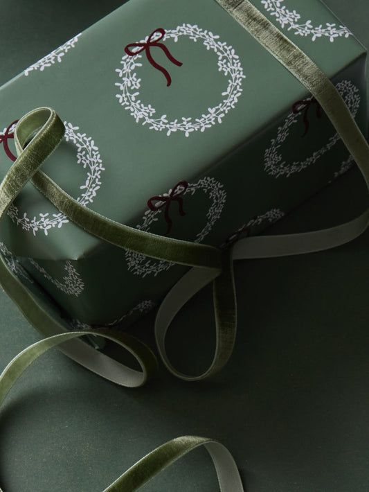 Papier cadeau vert couronne 10 m