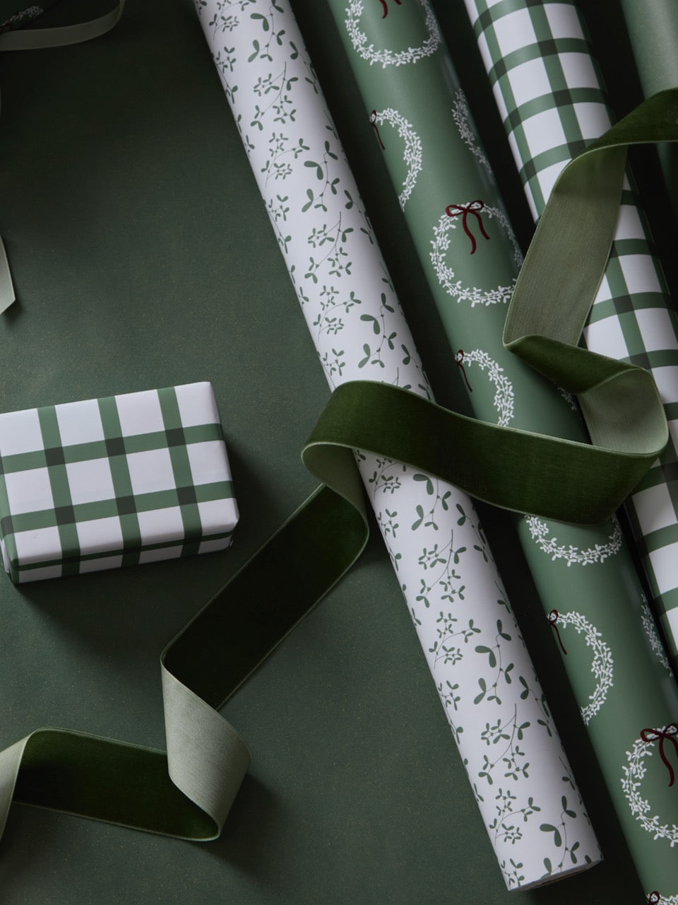 Papier cadeau à carreaux verts 10 m