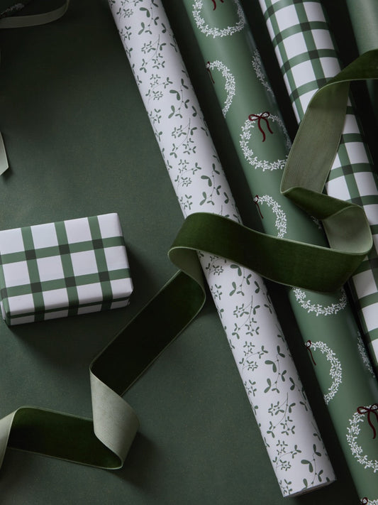 Papier cadeau à carreaux verts 10 m