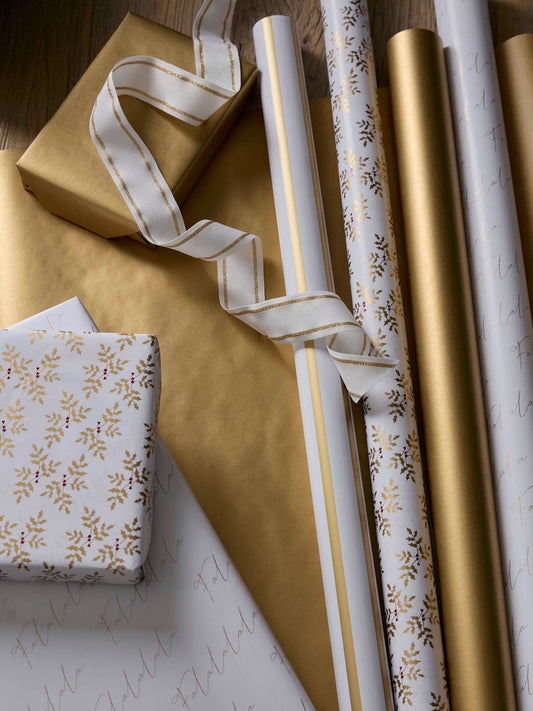 Paquet de papier cadeau 10 m - Doré - Lot de 4 rouleaux