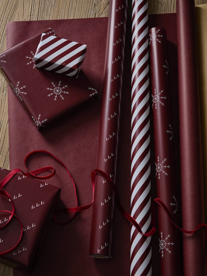 Paquet de papier cadeau 10 m - Bordeaux - Lot de 4 rouleaux