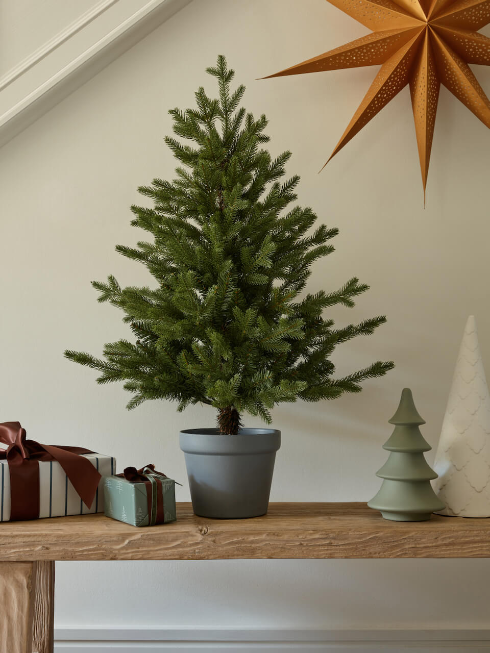 Sapin de Noël artificiel d'intérieur en pot, épicéa de Norvège, 90 cm