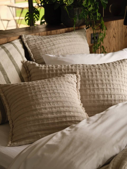 Housse de coussin en coton Beja mastic
