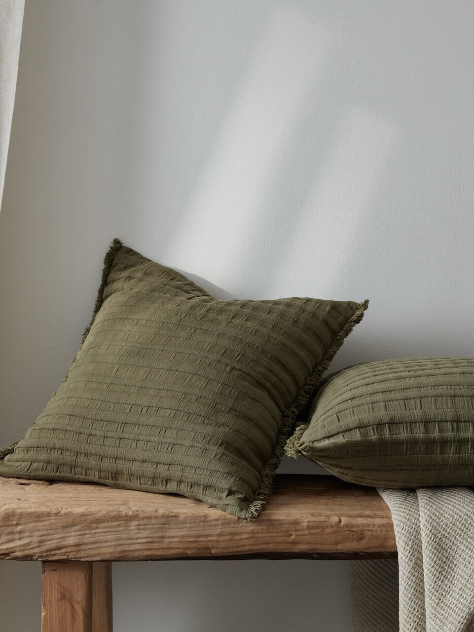 Housse de Coussin Beja en Coton Kaki
