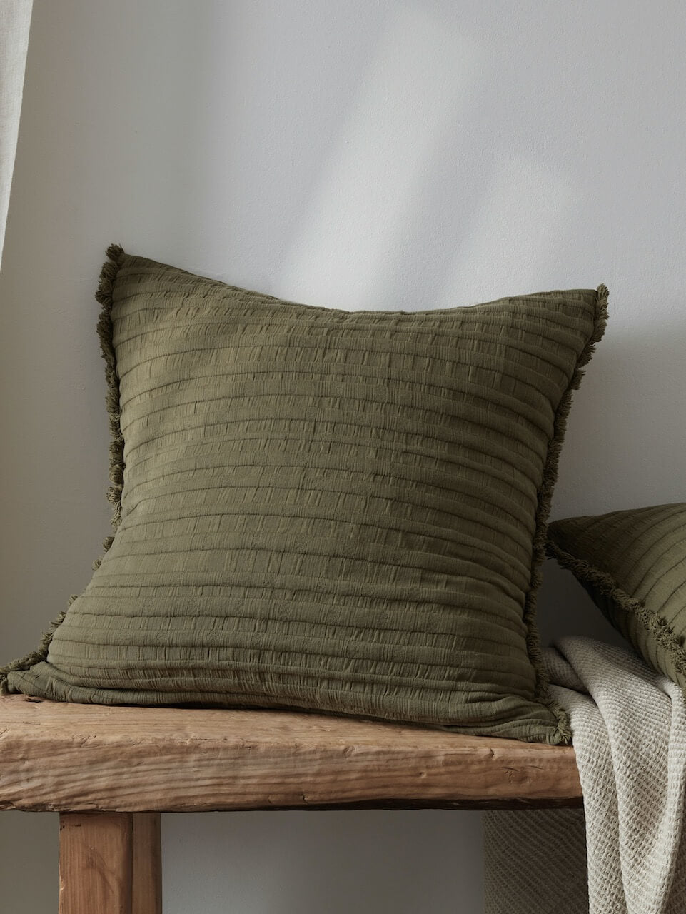 Housse de Coussin Beja en Coton Kaki