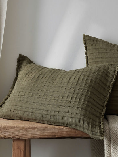 Housse de Coussin Beja en Coton Kaki