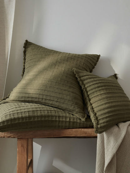 Housse de Coussin Beja en Coton Kaki