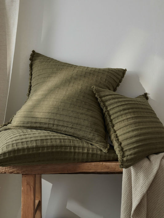 Housse de Coussin Beja en Coton Kaki