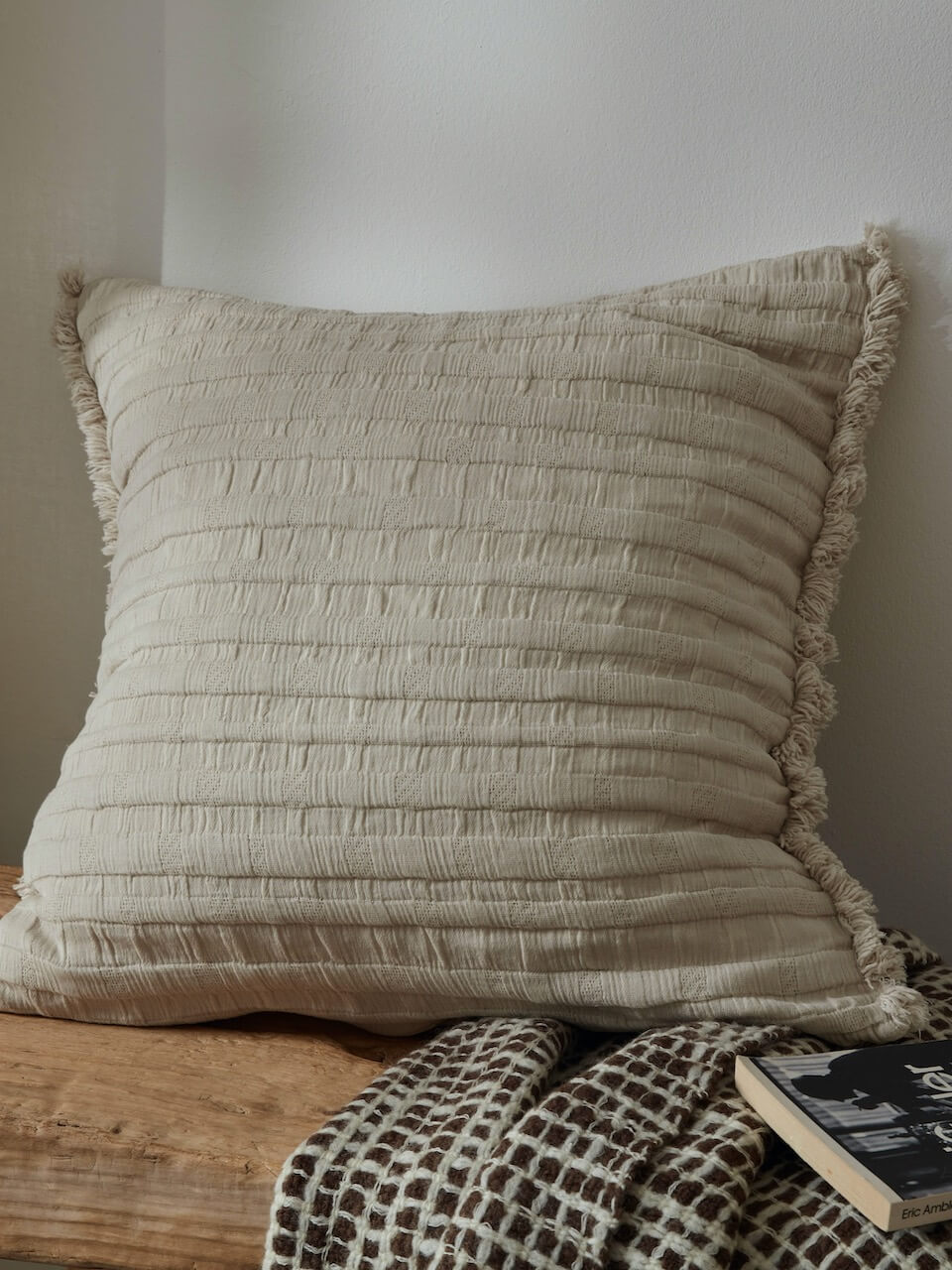 Housse de coussin en coton Beja mastic