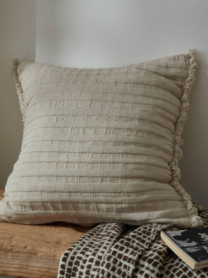 Housse de coussin en coton Beja mastic