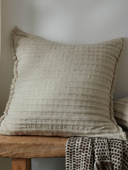 Housse de coussin en coton Beja mastic