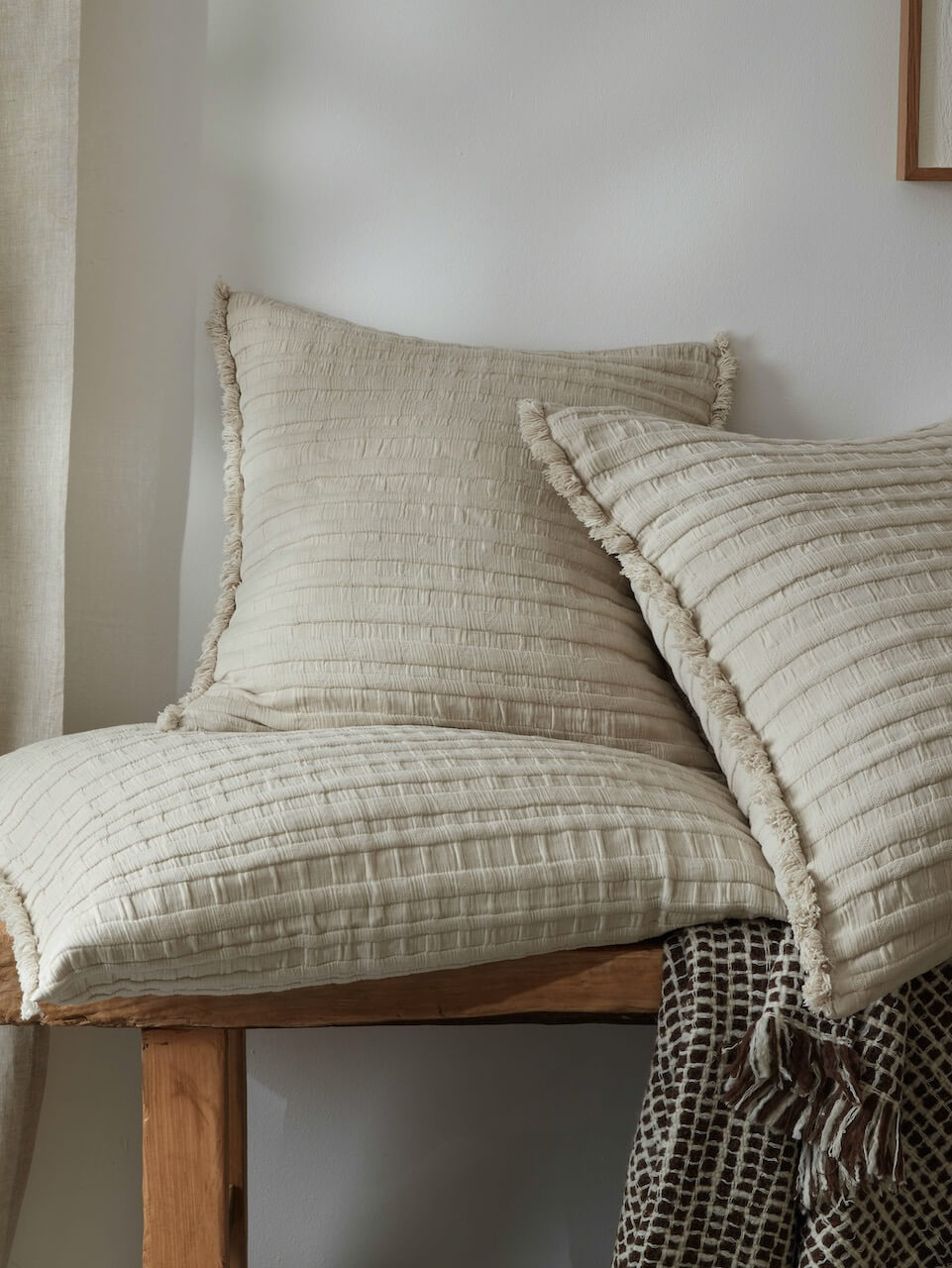 Housse de coussin en coton Beja mastic