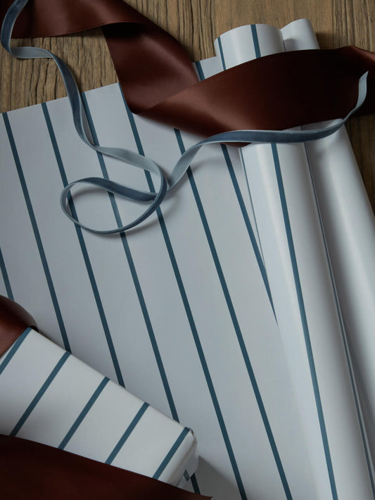Papier cadeau à rayures bleues - 5 m