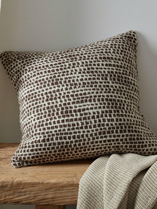 Housse de coussin en laine tissée lâche marron 50 x 50