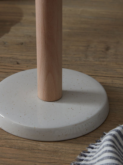 Porte-rouleau de papier essuie-tout en grès crème