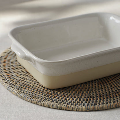 Plat de cuisson en grès crème