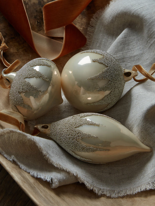 Lot de 3 boules de Noël en or champagne