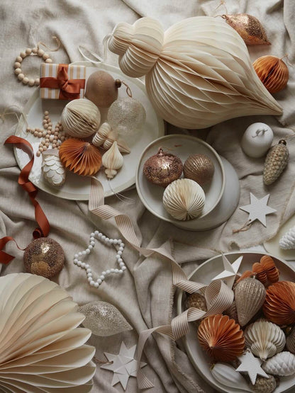 Lot de 3 décorations de boules en papier rouille