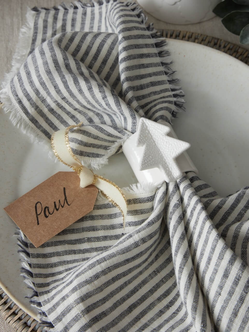 Lot de 6 ronds de serviette de Noël en céramique