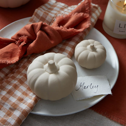 Lot de 3 citrouilles en céramique beige