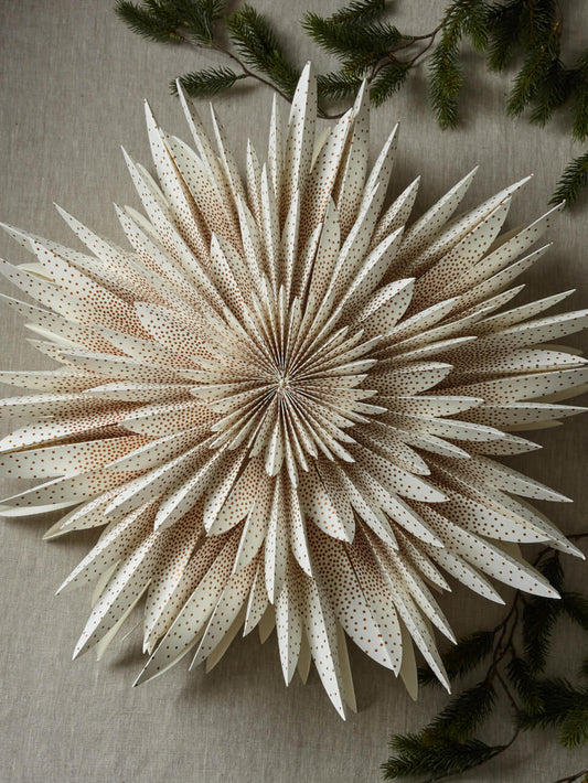 Papier blanc à pois dorés Starburst