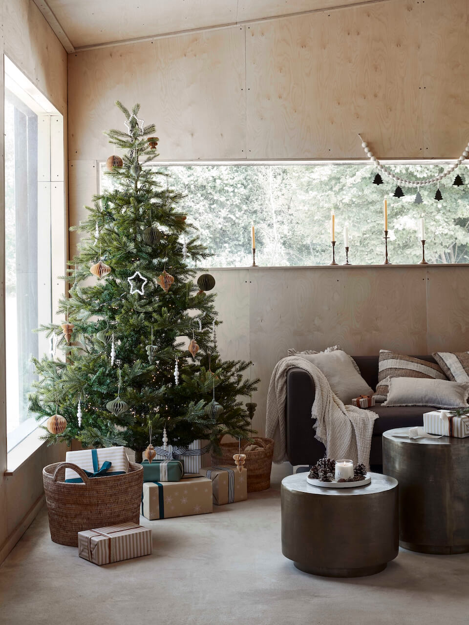 Lot de 3 décorations de boules en papier vert
