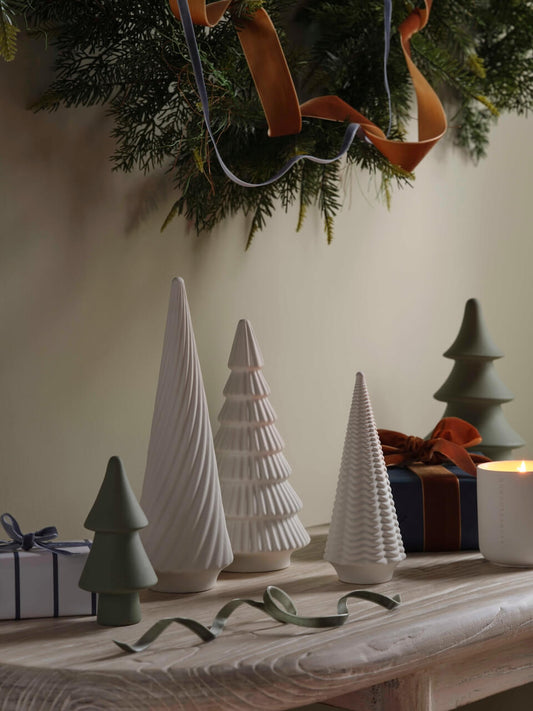 Ensemble de 3 arbres en céramique blanche
